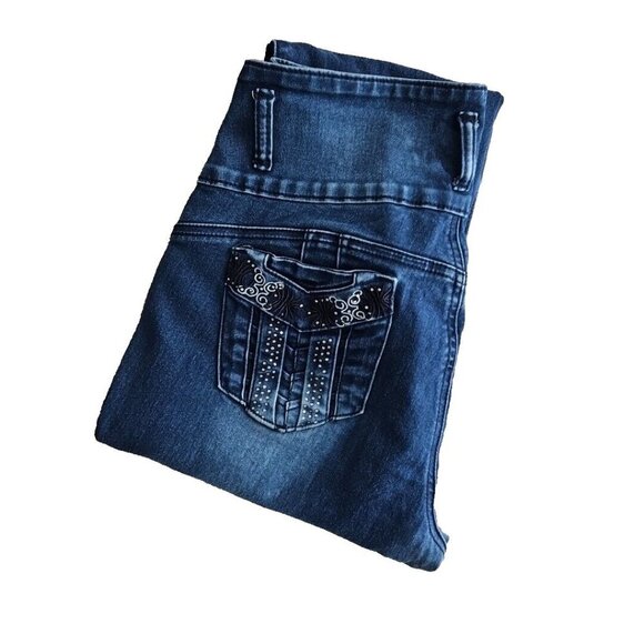 Tush Push Jeans Women's Size 15 (30x31) Rhinestone Sequin Embroidery Stretch - Picture 11 of 16